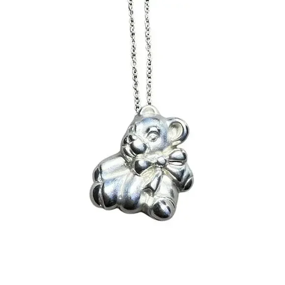 Tiffany & Co. Teddy Bear with Ribbon Bow Necklace on 16 inch chain - Picture 2 of 5